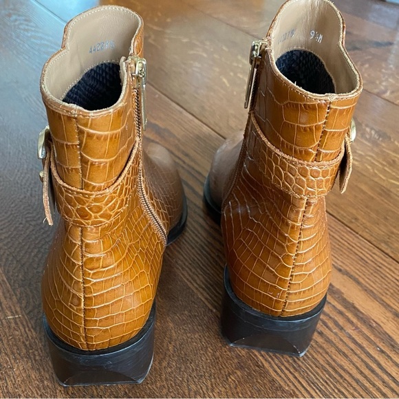 Aquatalia Fara Croc Embossed Leather Boot Size 9.5 - Picture 6 of 11
